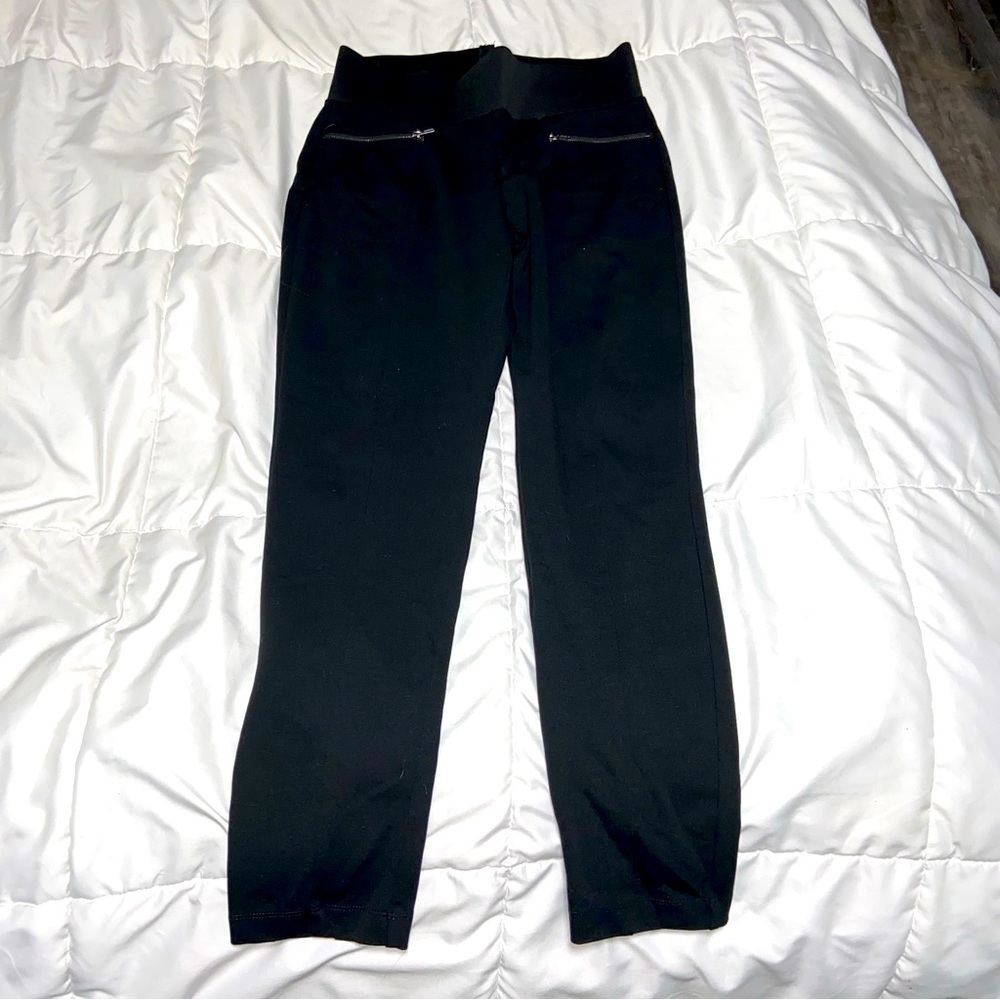 Banana Republic Leggings Zipper Pockets Wide Band Black Size Small